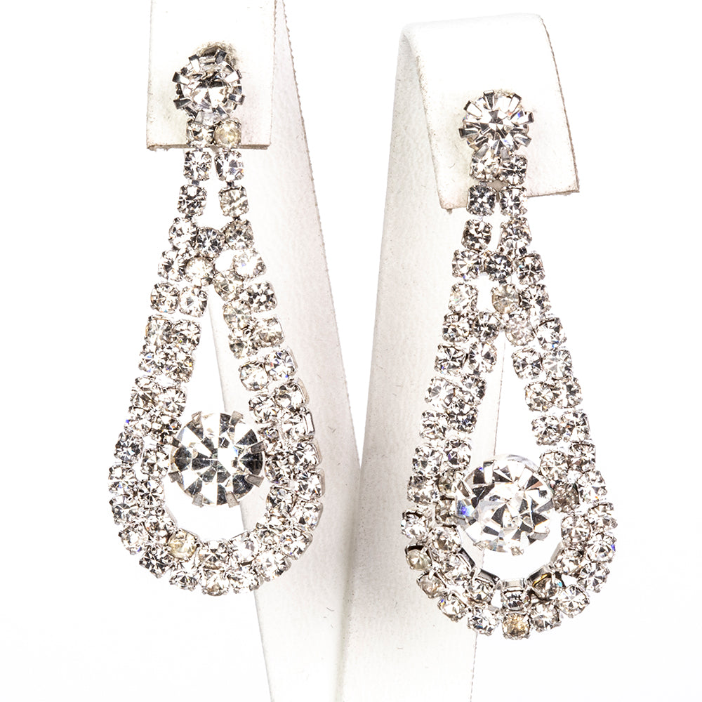 Conjunto de Aleación Bañado en Oro con Cristal Emporia® Blanco ( Collar +Pendientes )