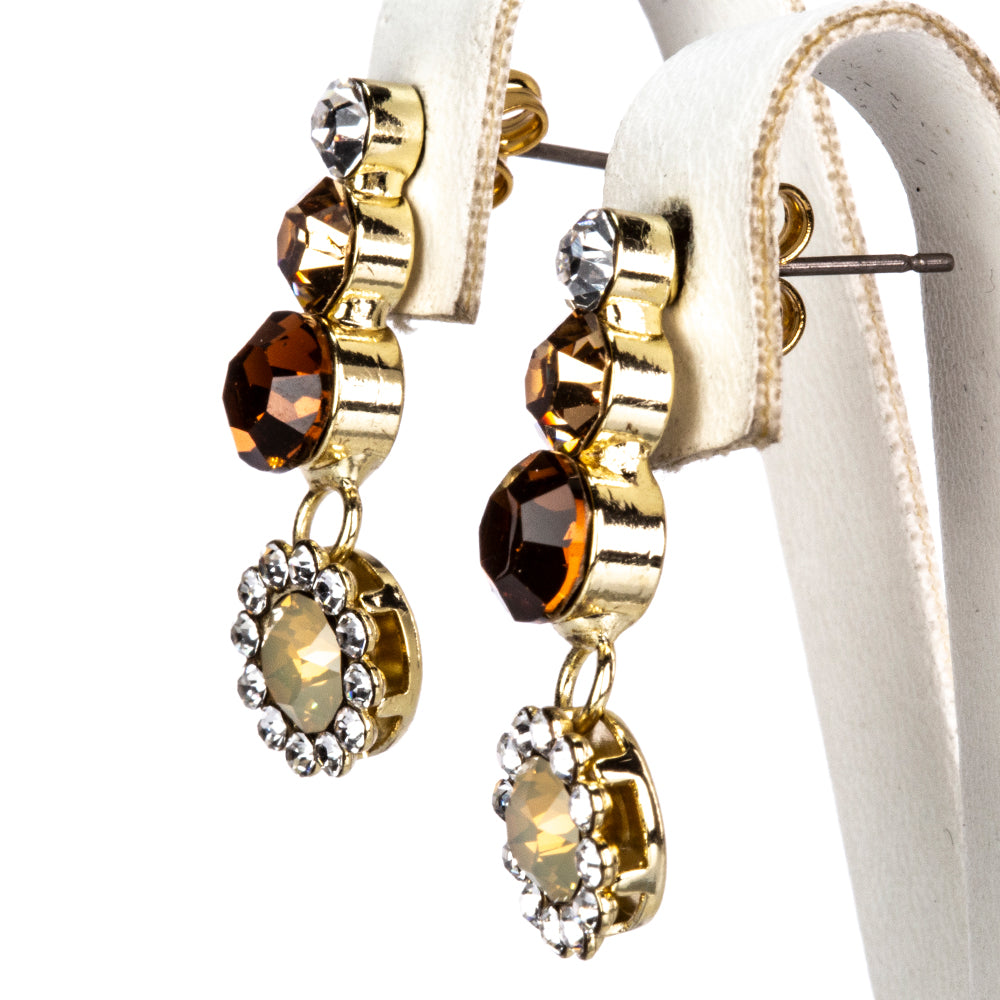 Conjunto de Aleación Bañado en Oro con Perla de cristal y Cristal Emporia® Blanco ( Collar +Pendientes )