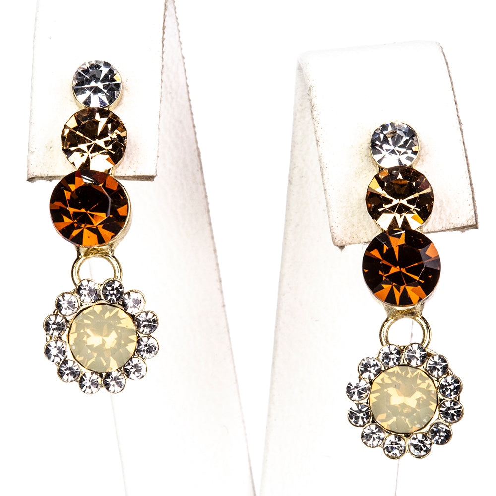 Conjunto de Aleación Bañado en Oro con Perla de cristal y Cristal Emporia® Blanco ( Collar +Pendientes )