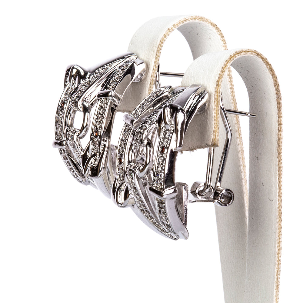 Conjunto de Aleación Bañado en Oro con Cristal Emporia® Blanco ( Collar +Pendientes +Colgante )