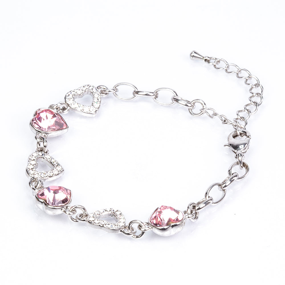 Conjunto de Aleación Bañado en Oro con Cristal Emporia® Blanco y Cristal Emporia® Rosa ( Pendientes +Pulsera )