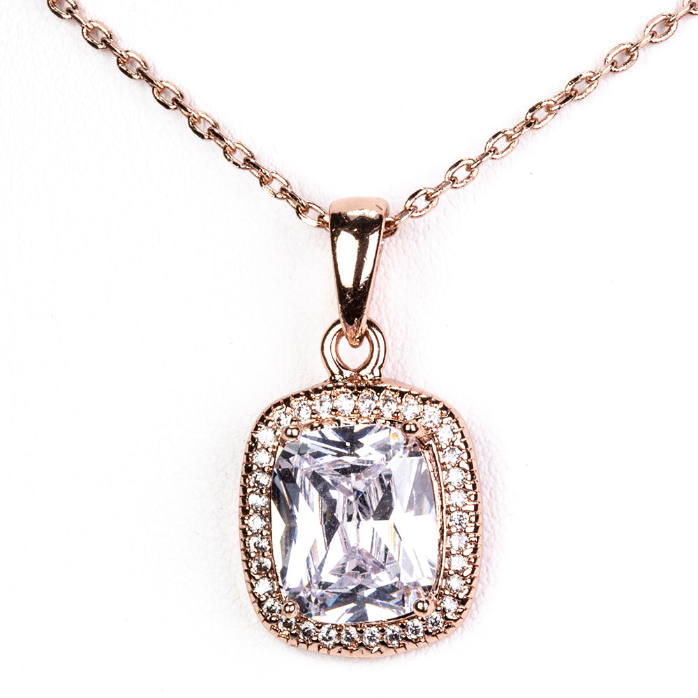 Conjunto de Aleación Bañado en Oro con Cristal Emporia® Blanco ( Collar +Pendientes +Anillo )
