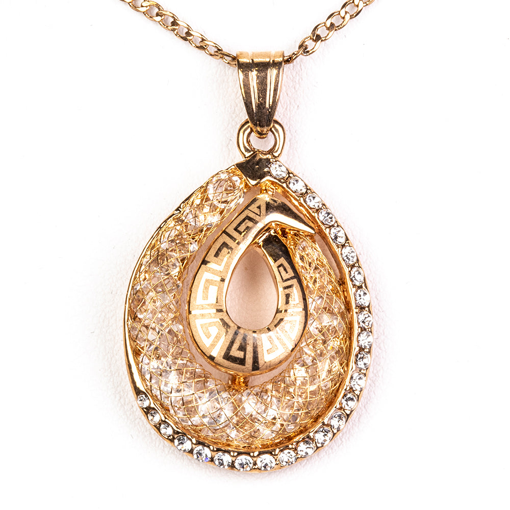 Conjunto de Aleación Bañado en Oro con Cristal Emporia® Blanco ( Collar +Pendientes )