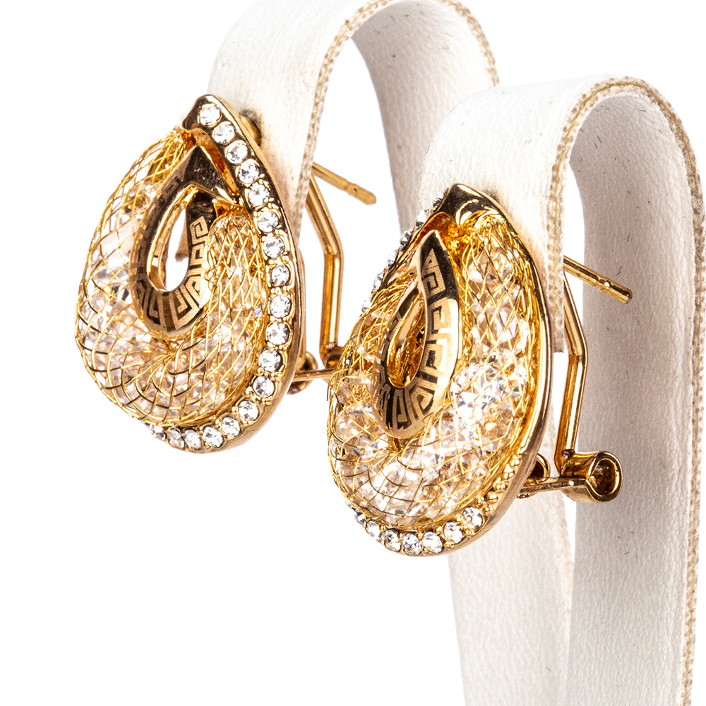 Conjunto de Aleación Bañado en Oro con Cristal Emporia® Blanco ( Collar +Pendientes )