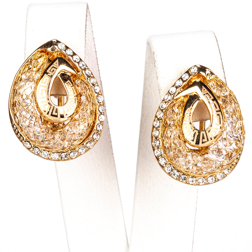 Conjunto de Aleación Bañado en Oro con Cristal Emporia® Blanco ( Collar +Pendientes )