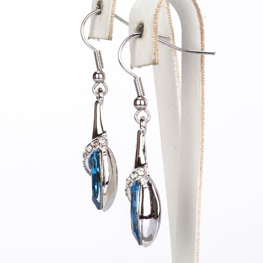 Pendientes de Aleación Bañado en Oro con Cristal Emporia® Azul ( Pendientes )