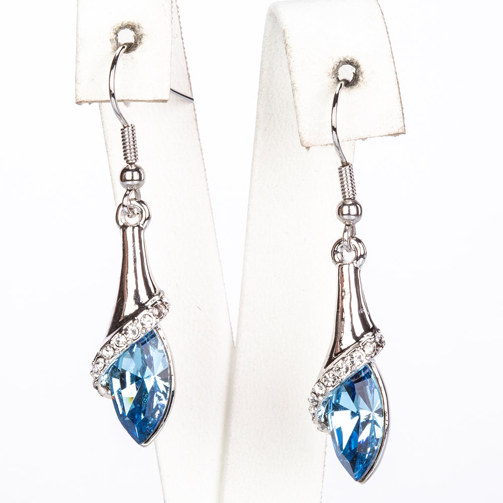 Pendientes de Aleación Bañado en Oro con Cristal Emporia® Azul ( Pendientes )