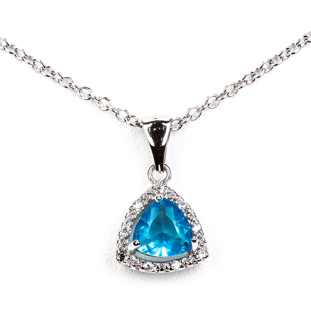 Conjunto de Aleación Bañado en Oro con Cristal Emporia® Azul ( Collar +Pendientes +Anillo )