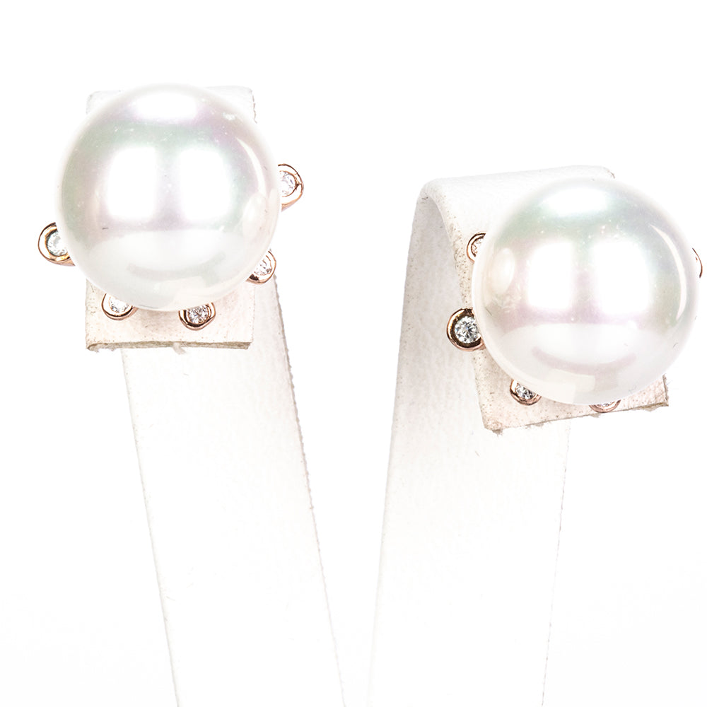 Conjunto de Aleación Bañado en Oro con Perla de cristal y Cristal Emporia® Blanco ( Collar +Pendientes +Anillo )