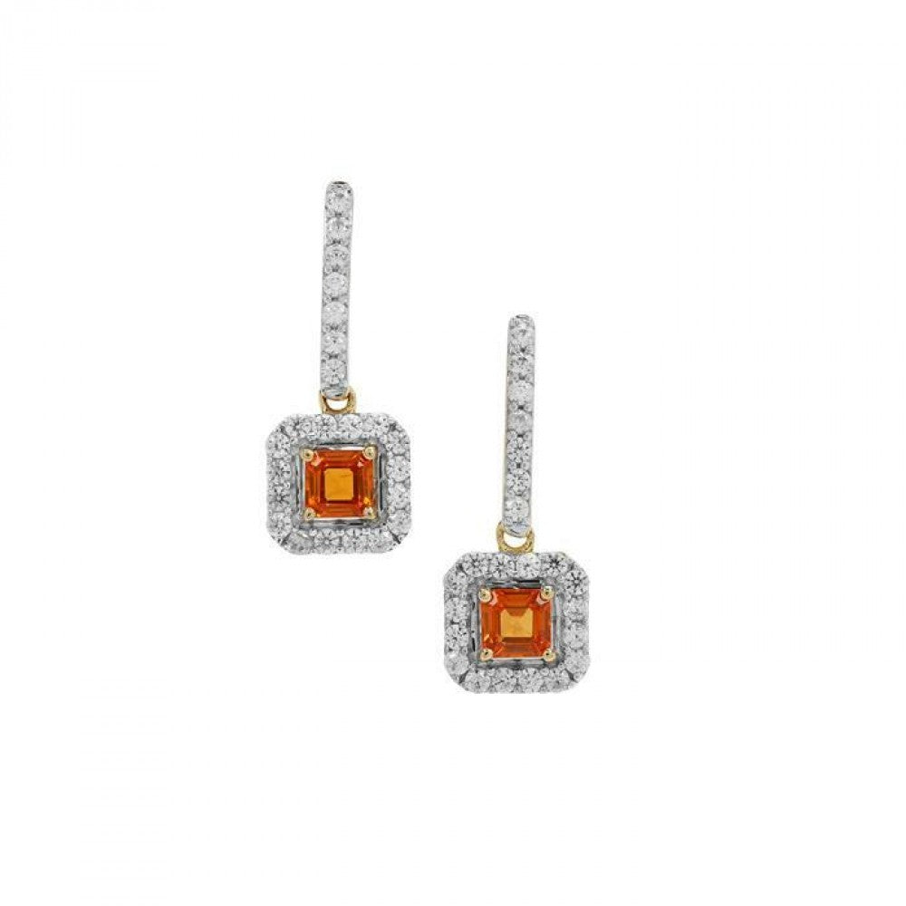 Pendientes de Oro 9K con Zafiro Rosa y Zircón Blanco