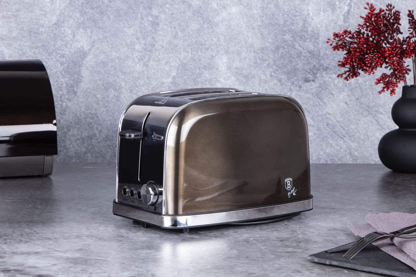 Hervidora de agua Berlinger Haus digital eléctrica de la línea metálica brillante en negro