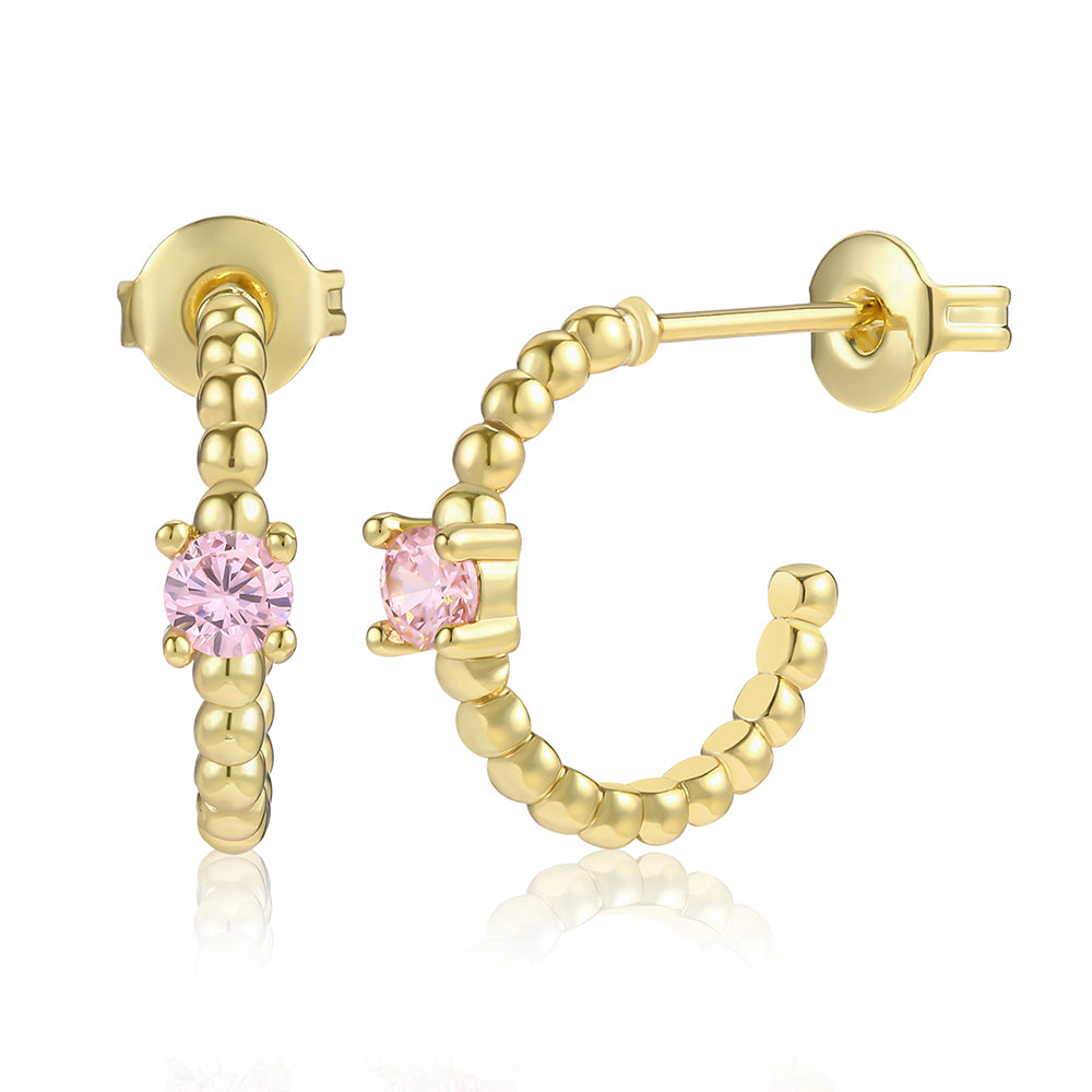 Pendientes de Aleación Bañado en Oro con Cristal Emporia® Rosa