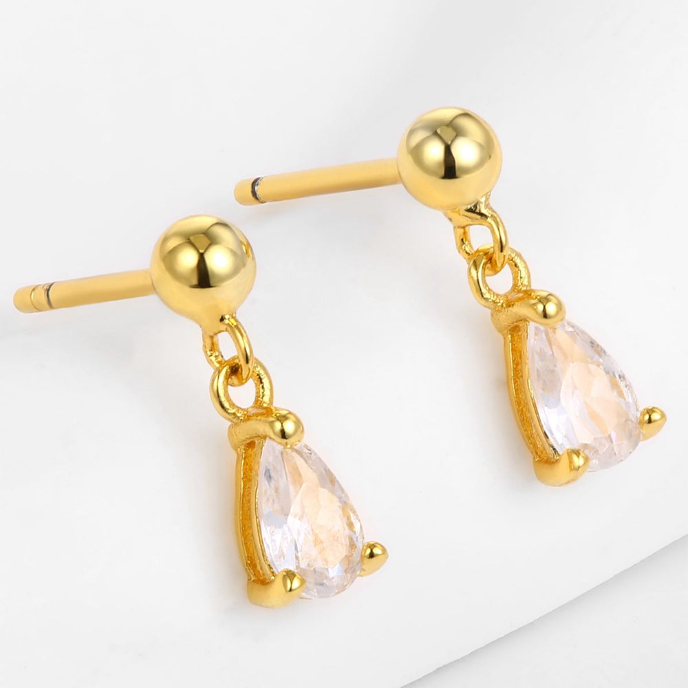 Pendientes de Aleación Bañado en Oro con Cristal Emporia® Blanco