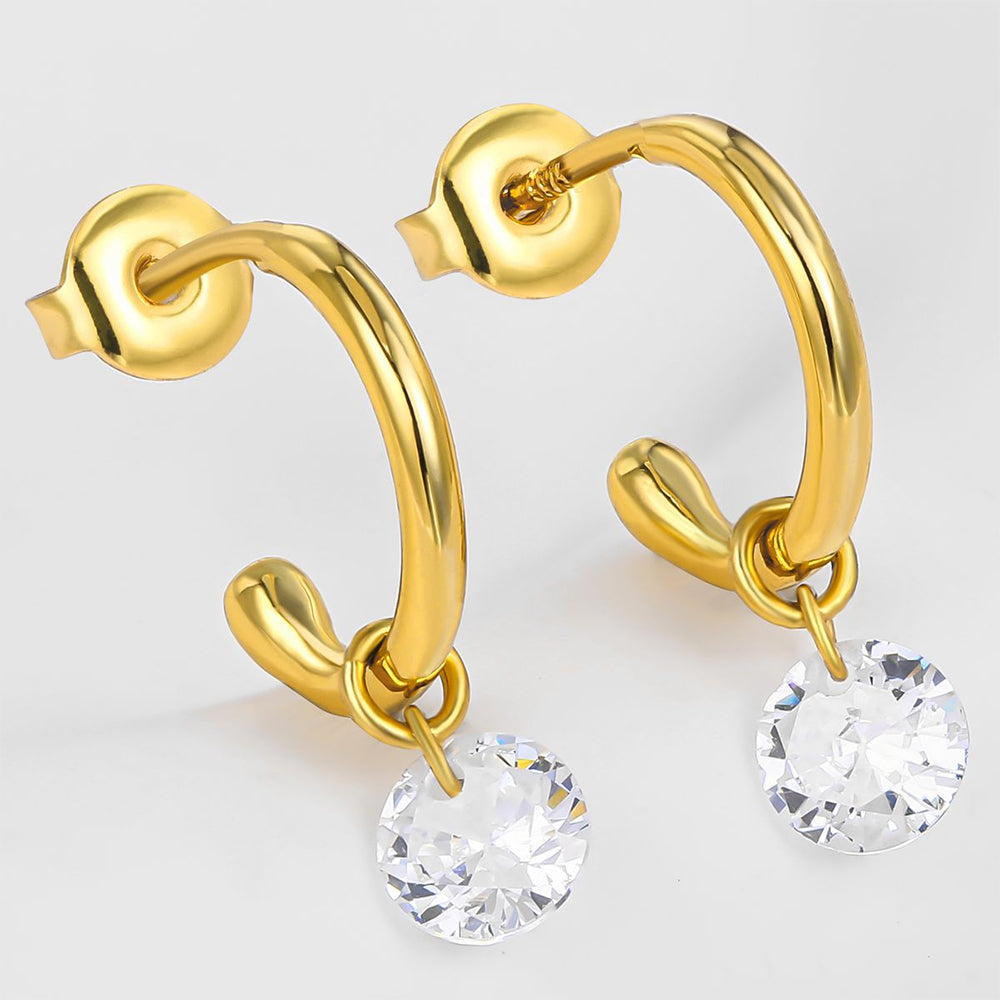 Pendientes de Aleación Bañado en Oro con Cristal Emporia® Blanco