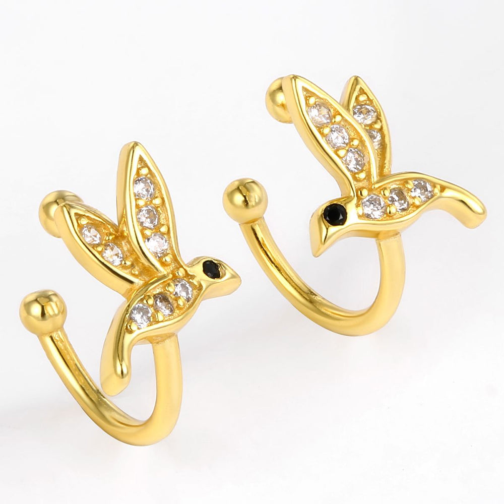 Pendientes de Aleación Bañado en Oro con Cristal Emporia® Blanco y Cristal Emporia® Negro