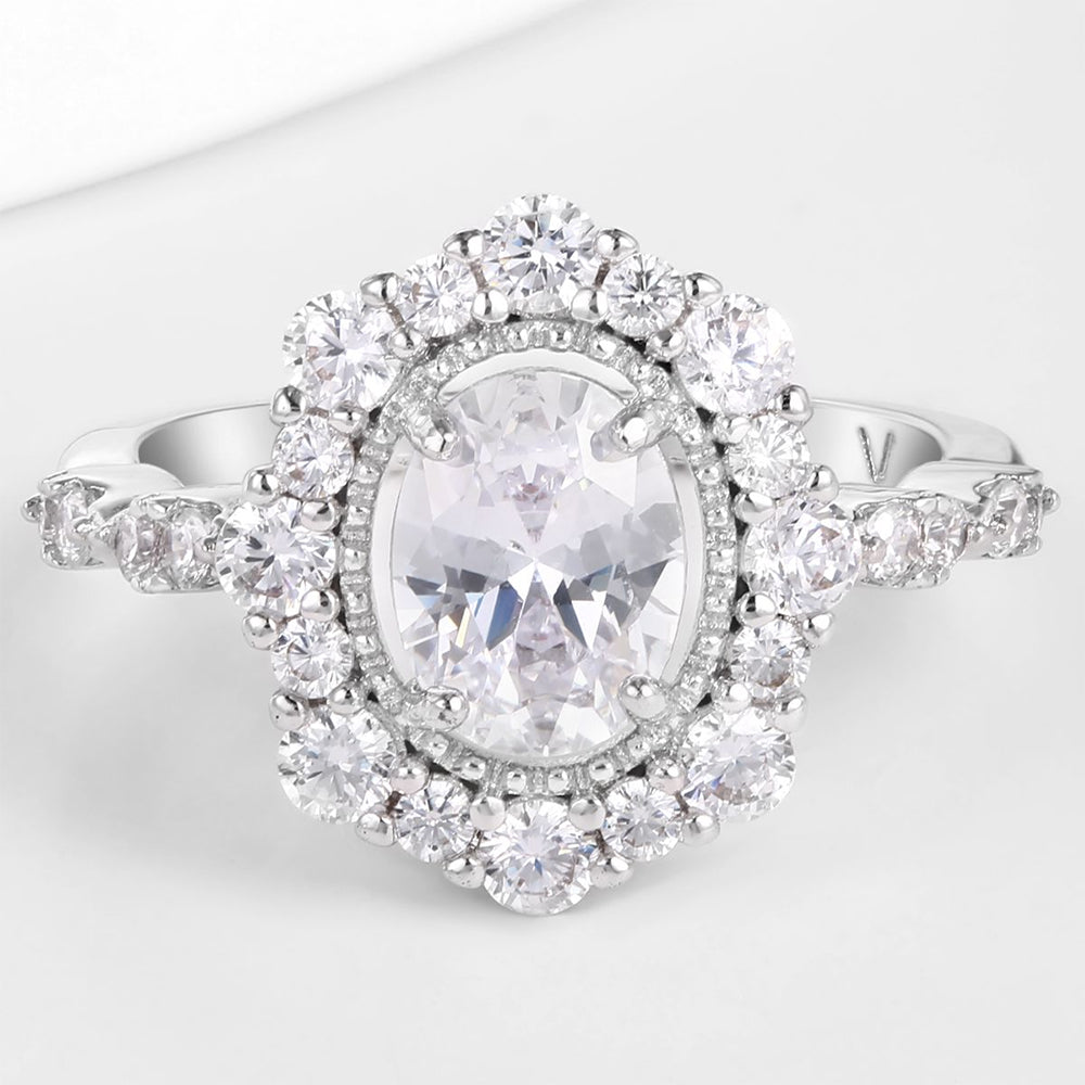 Anillo de Aleación Bañado en Oro con Cristal Emporia® Blanco