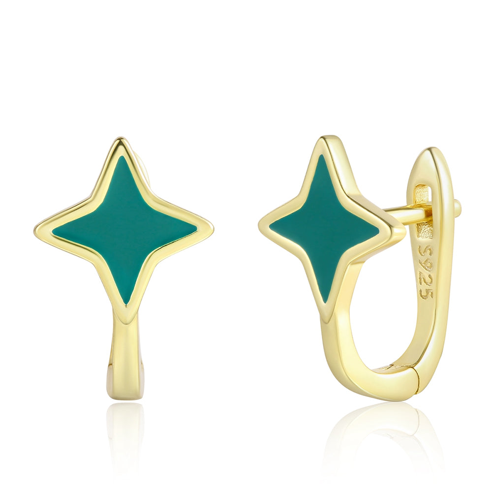 Pendientes de Aleación Bañado en Oro con Cristal Emporia® Verde