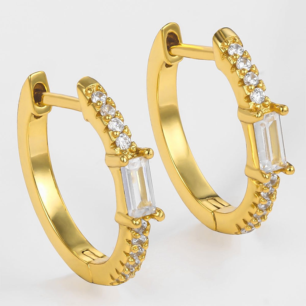 Pendientes de Aleación Bañado en Oro con Cristal Emporia® Blanco