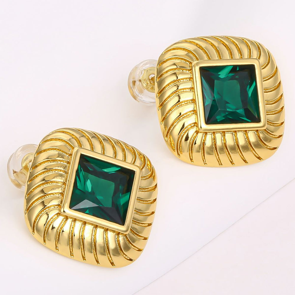 Pendientes de Aleación Bañado en Oro con Cristal Emporia® Verde