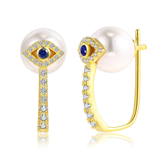 Pendientes de Aleación Bañado en Oro con Cristal Emporia® Blanco