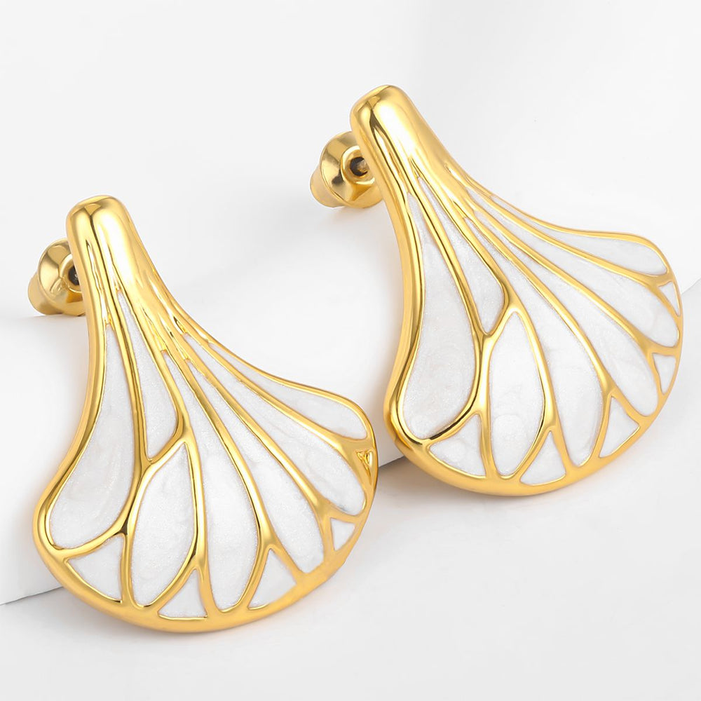 Pendientes de Aleación Bañado en Oro con Esmalte