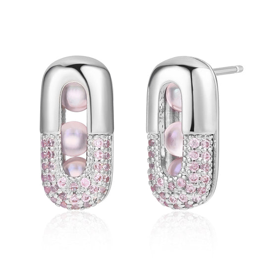 Pendientes de Aleación Bañado en Oro con Cristal Emporia® Rosa
