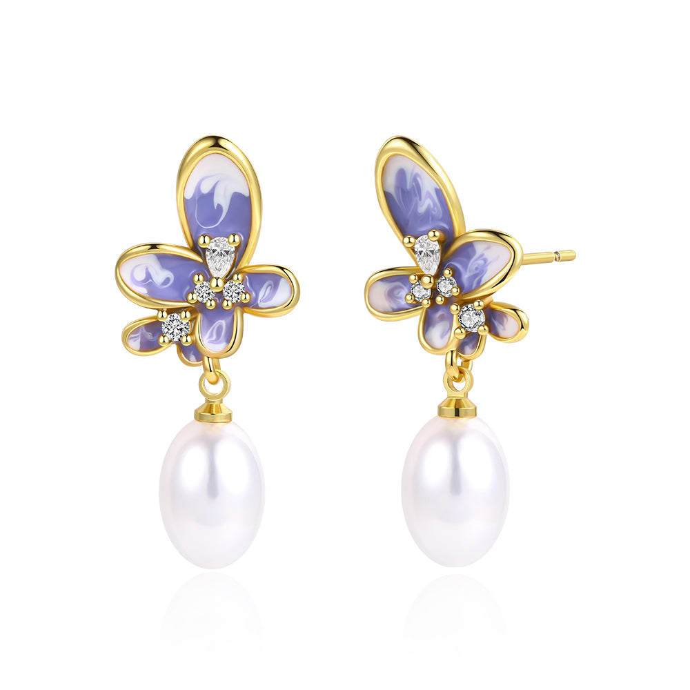 Pendientes de Aleación Bañado en Oro con Cristal Emporia® Azul