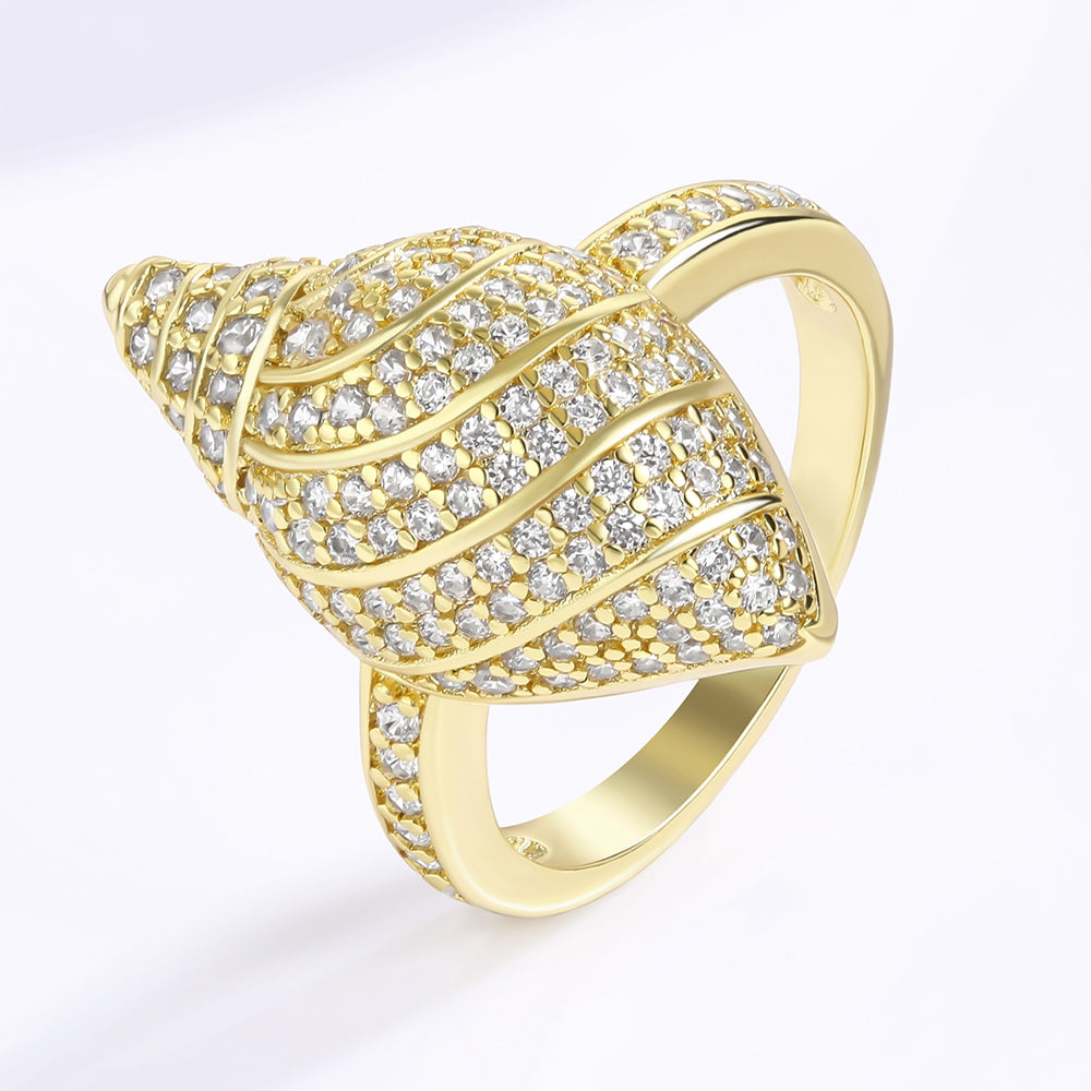 Anillo de Aleación Bañado en Oro con Cristal Emporia® Blanco