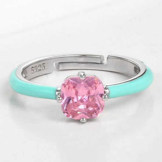 Anillo de Aleación Bañado en Oro con Cristal Emporia® Rosa