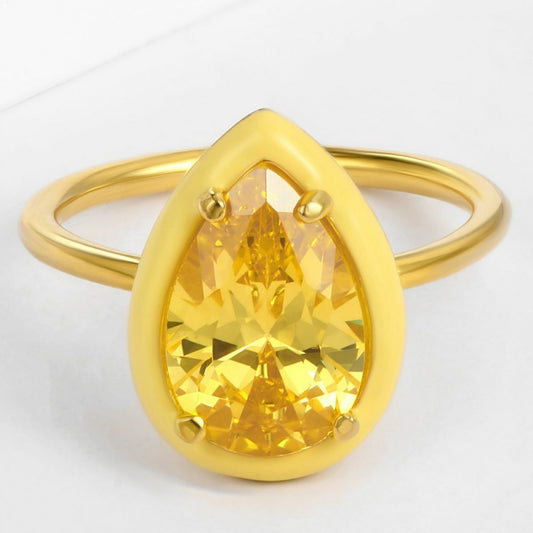 Anillo de Aleación Bañado en Oro con Cristal Emporia® Amarillo