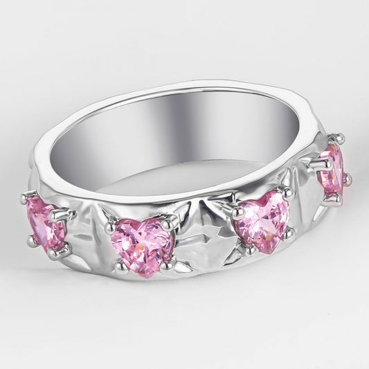 Anillo de Aleación Bañado en Oro con Cristal Emporia® Rosa