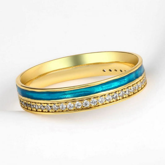Anillo de Aleación Bañado en Oro con Cristal Emporia® Blanco