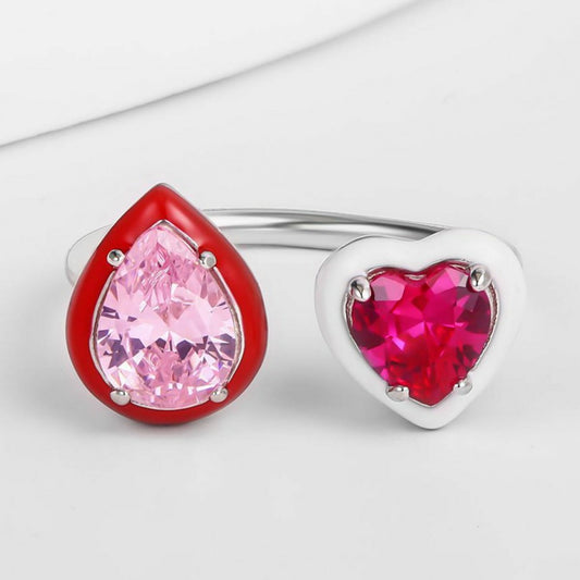 Anillo de Aleación Bañado en Oro con Cristal Emporia® Rojo