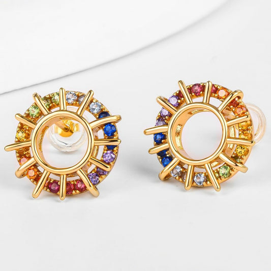 Pendientes de Aleación Bañado en Oro con Cristal Emporia® Azul