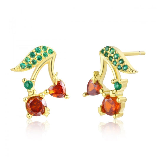 Pendientes de Aleación Bañado en Oro con Cristal Emporia® Rojo