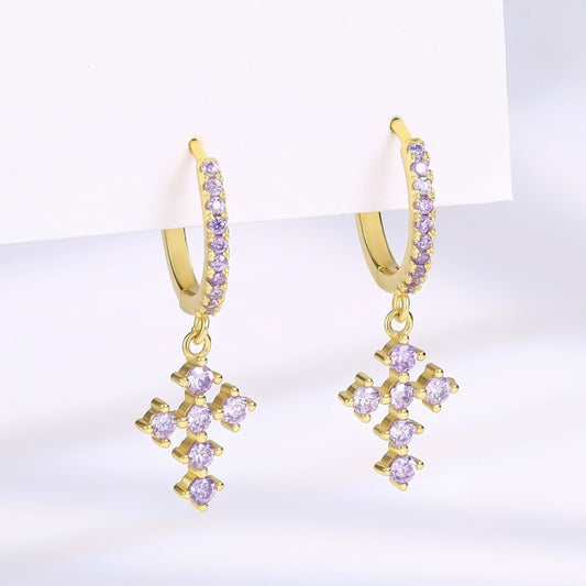 Pendientes de Aleación Bañado en Oro con Cristal Emporia® Blanco