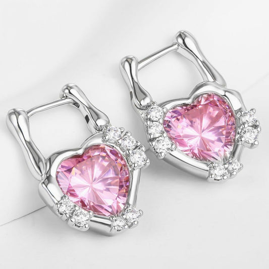 Pendientes de Aleación Bañado en Oro con Cristal Emporia® Rosa