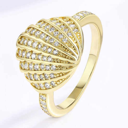 Anillo de Aleación Bañado en Oro con Cristal Emporia® Blanco