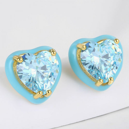 Pendientes de Aleación Bañado en Oro con Cristal Emporia® Azul