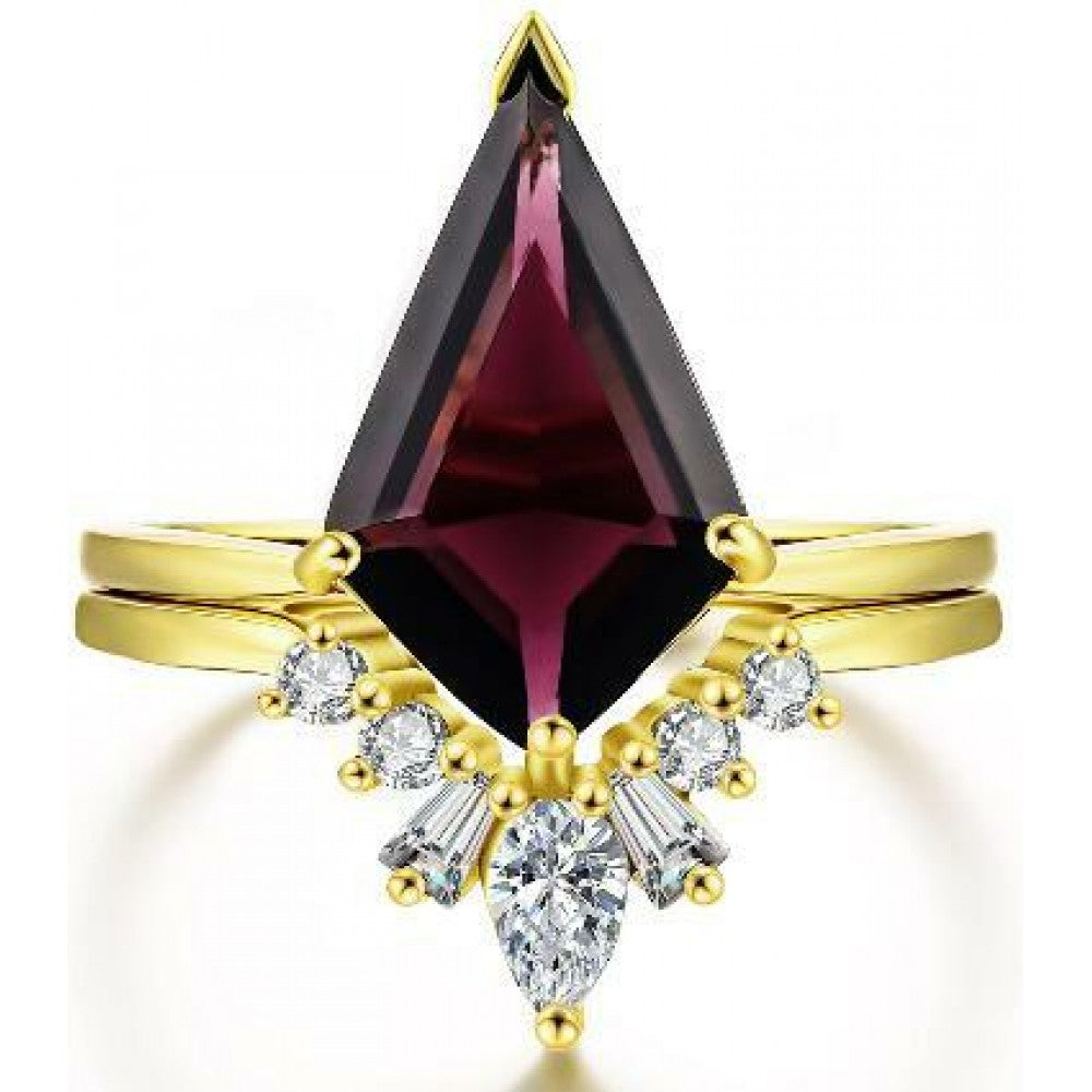 Anillo de Aleación Bañado en Oro con Cristal Emporia® Púrpura