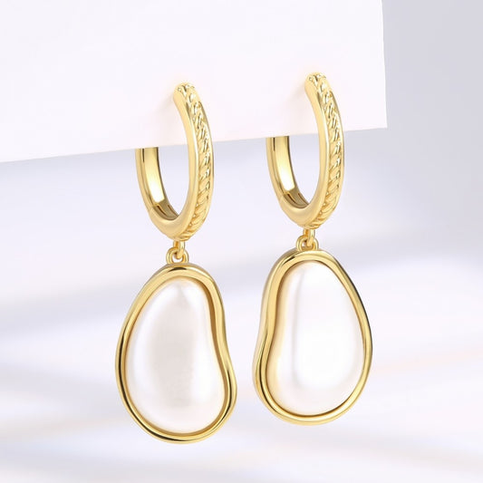 Pendientes de Aleación Bañado en Oro con Cristal Emporia® Blanco