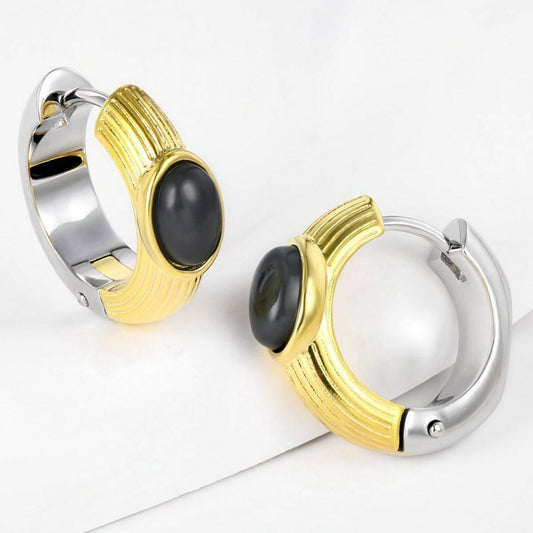 Pendientes de Aleación Bañado en Oro con Cristal Emporia® Negro