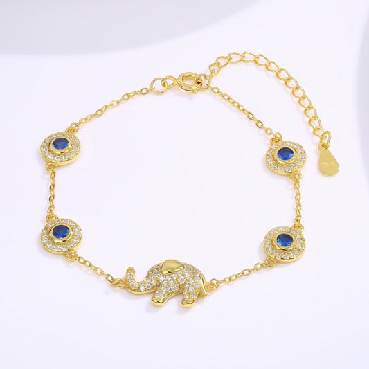 Pulsera de Aleación Bañado en Oro con Cristal Emporia® Azul