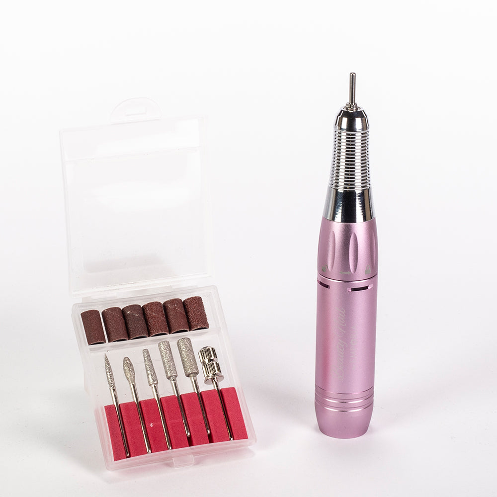 Juego de limas de uñas de belleza profesional Emporia con cabezales intercambiables - Rosa