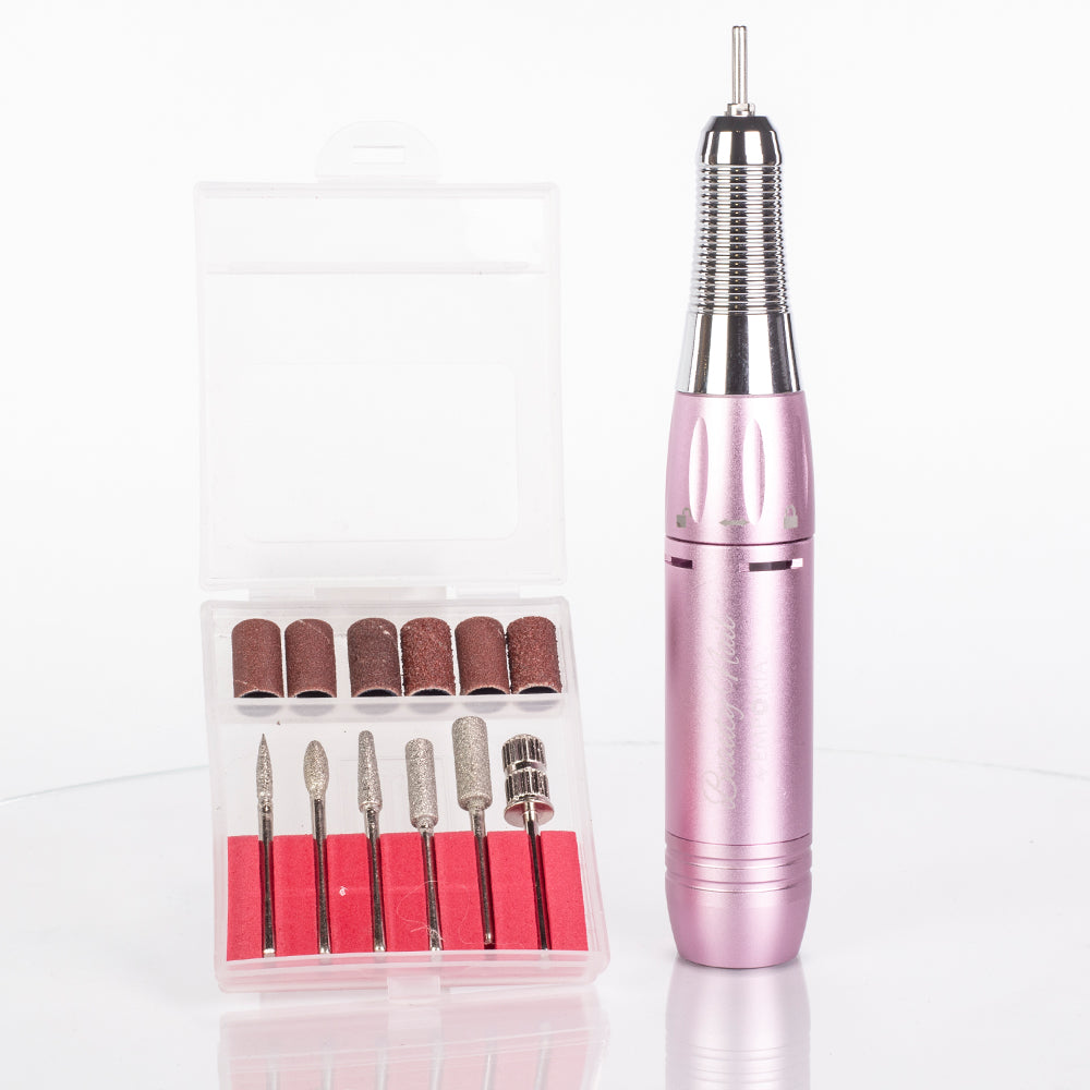 Juego de limas de uñas de belleza profesional Emporia con cabezales intercambiables - Rosa