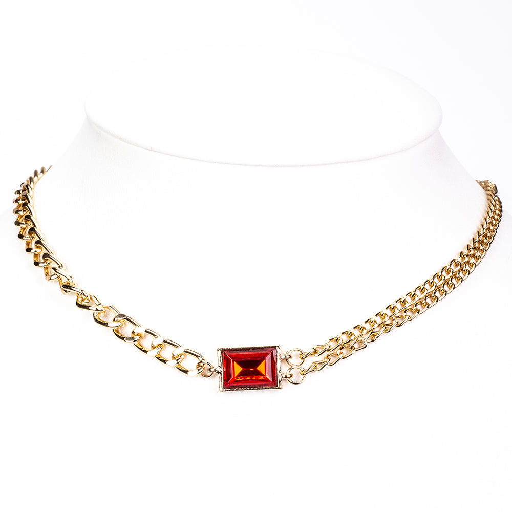 Reloj de Aleación Bañado en Oro con Cristal Emporia® Rojo y Cristal Emporia® Blanco ( Collar +Pendientes +Pulsera )