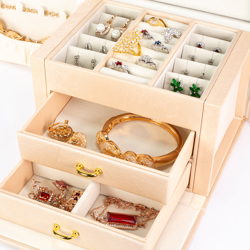 Joyero con espejo en color blanco