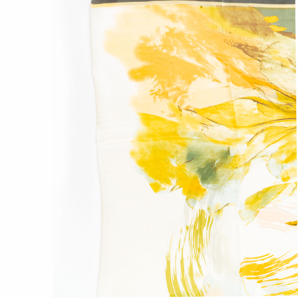 Bufanda impresión lilas , 85 x 180 cms, verde, 100% seda vegana