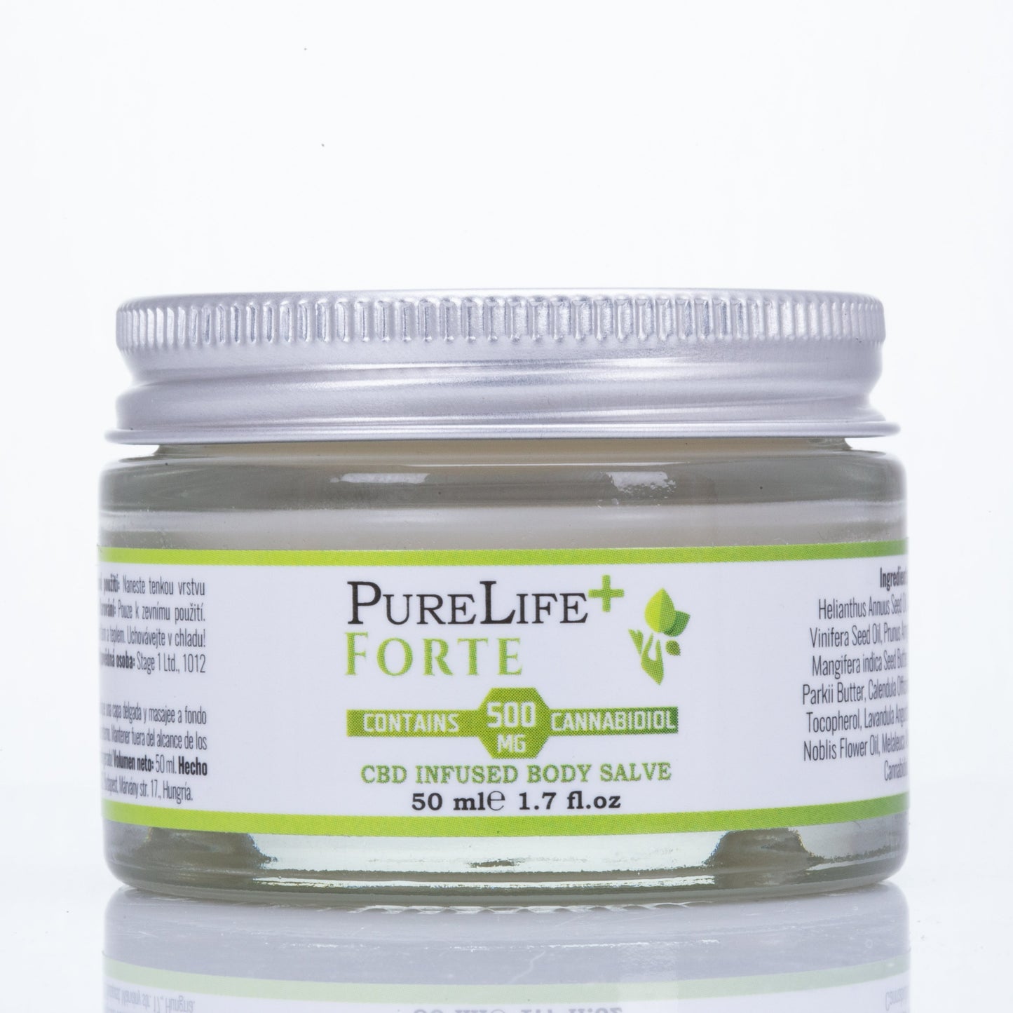 Pure Life + FORTE, bálsamo corporal con infusión de CBD, crema de 50 ml con 500 mg de CBD y otros ingredientes calmantes para la piel irritada