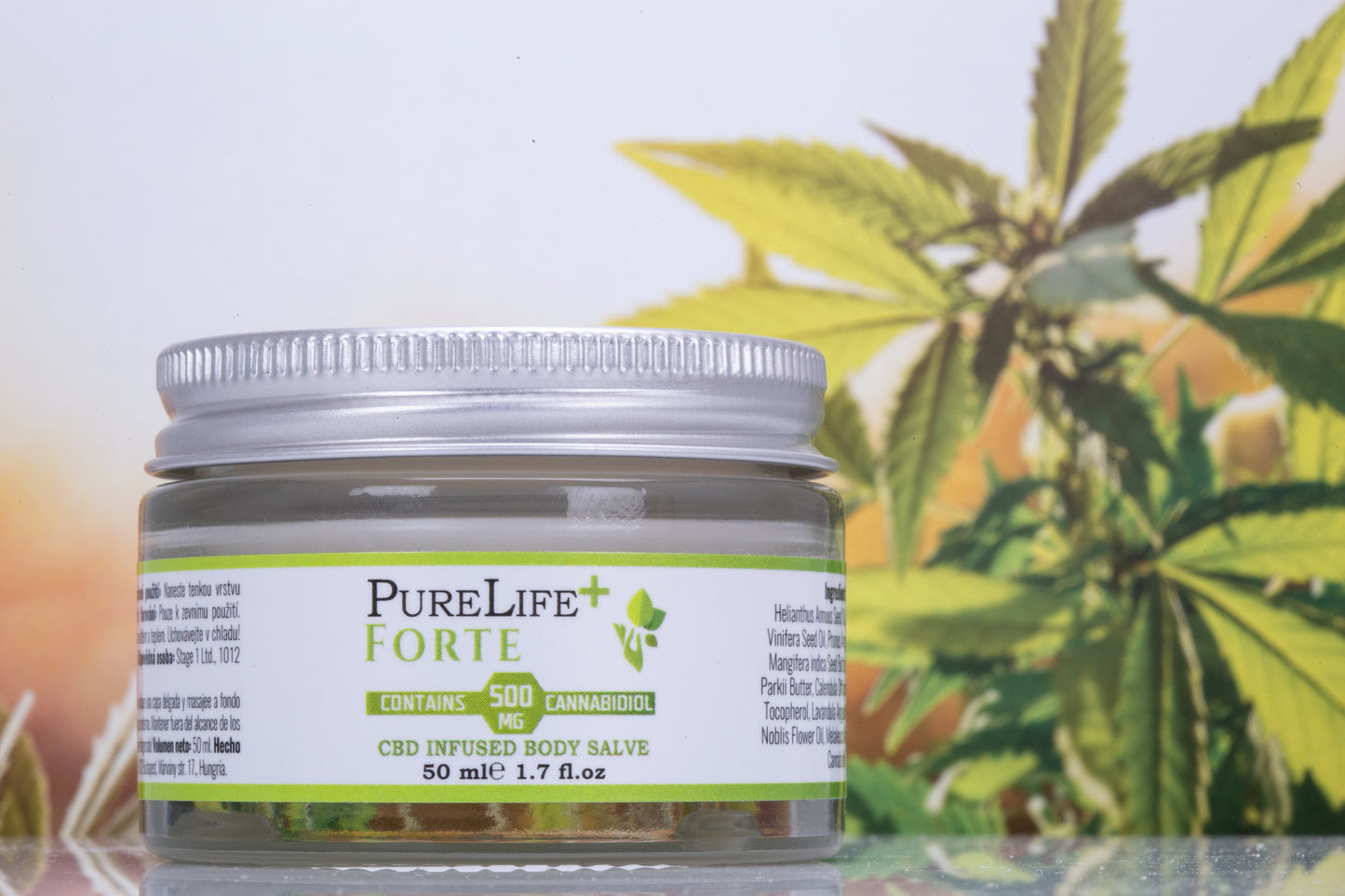 Pure Life + FORTE, bálsamo corporal con infusión de CBD, crema de 50 ml con 500 mg de CBD y otros ingredientes calmantes para la piel irritada